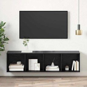 vidaXL Τοίχου Ντουλάπι Τηλεόρασης Μαύρη δρυς 37 x 37 x 142.5 εκ
