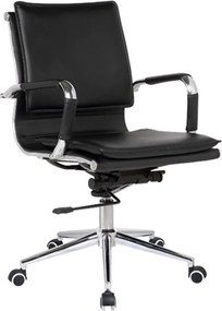 BF3601 Πολυθρόνα Γραφείου Μέταλλο Βάση Χρώμιο - PU Μαύρο   1τμχ