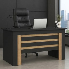 Megapap Γραφείο Εργασίας Epito Ανθρακί - Sepet Oak 140x59,6x76,8εκ.