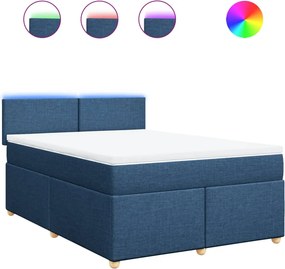 vidaXL Κρεβάτι Boxspring με Στρώμα Μπλε 160x200 εκ. Υφασμάτινο