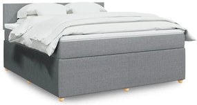 vidaXL Κρεβάτι Boxspring με Στρώμα Ανοιχτό Γκρι 180x200 εκ. Υφασμάτινο