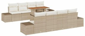 vidaXL Σέτ φαγητού για κήπο 9 pcs Μπεζ, Κρέμα 100 x 55 x 73 εκ