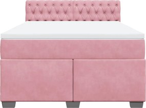 vidaXL Κρεβάτι Boxspring με Στρώμα Ροζ 140x200 εκ. Βελούδινο
