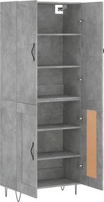 vidaXL Ντουλάπι Γκρι Σκυροδέματος 69,5x34x180 εκ. Επεξεργασμένο Ξύλο
