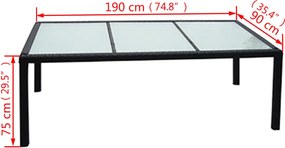 vidaXL Σετ Τραπεζαρίας Εξ. Χώρου 9 τεμ. Μαύρο Συνθ. Ρατάν με Μαξιλάρια