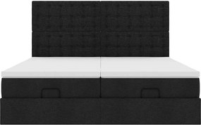 vidaXL Οθωμανικό κρεβάτι με στρώματα Μαύρο 160x200cm Ύφασμα