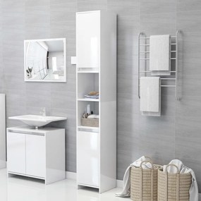 vidaXL Στήλη Μπάνιου Γυαλιστερό Λευκό 30 x 30 x 183,5 εκ. Επεξ. Ξύλο