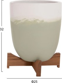 ΓΛΑΣΤΡΕΣ ΣΕΤ 2ΤΜΧ SEON HM4686.09 TERRACOTTA ΣΕ ΛΕΥΚΟ &amp; ΠΡΑΣΙΝΟ--TEAK ΒΑΣΗ