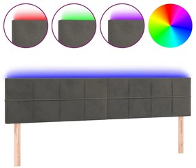 vidaXL Κεφαλάρι Κρεβατιού LED Σκούρο Γκρι 200x5x78/88 εκ. Βελούδινο