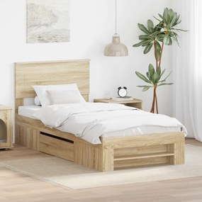 vidaXL Σκελετός Κρεβατιού Δρύς Sonoma 90 x 200 cm Επεξεργασμένο Ξύλο