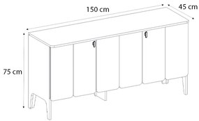 Μπουφές Pedro Megapap χρώμα ανθρακί - rota oak 150x45x75εκ.