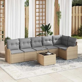 vidaXL Σετ Καναπέ Κήπου 7 pcs Μπεζ συνθετικό ρατάν