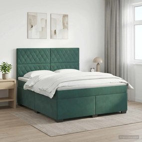 vidaXL Κρεβάτι box spring με στρώμα Σκούρο Πράσινο 140 x 190 cm