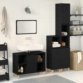 vidaXL Σετ Επίπλων Μπάνιου με αποθήκευση 3 pcs Μαύρο 60 x 30 x 60 cm