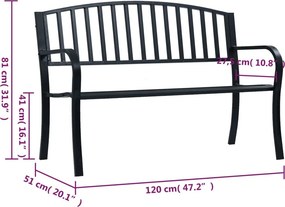 vidaXL Παγκάκι Κήπου Μαύρο 120 εκ. Ατσάλινο