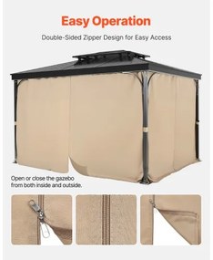 VEVOR Gazebo Privacy Curtain 12&#039; x 10&#039; x 7&#039; Waterproof Gazebo Curtains Khaki