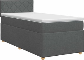 vidaXL Κρεβάτι box spring με στρώμα Σκούρο Γκρι 100 x 200 cm Ύφασμα