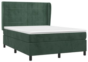 Κρεβάτι Boxspring με Στρώμα Σκούρο Πράσινο 140x190εκ. Βελούδινο - Πράσινο