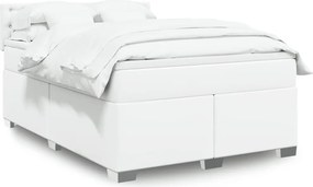 vidaXL Κρεβάτι Boxspring με Στρώμα Λευκό 160x200εκ.από Συνθετικό Δέρμα