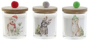 Κερί DKD Home Decor Πολύχρωμο Πομπώματα Χριστουγεννιάτικο στεφάνι 8 x 8 x 9 cm 8 x 8 x 11 cm (3 Μονάδες) (x2)