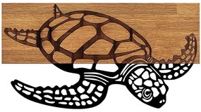 Διακοσμητικό Τοίχου Caretta Caretta 899SKL2301 58x3x32cm Black-Walnut Wallity Μέταλλο,Ξύλο