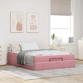 vidaXL Σκελετός Κρεβατιού Άλλο Ροζ 140 x 200 cm Βελούδο