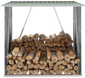 vidaXL Υπόστεγο Αποθήκευσης Ξύλων Κήπου Πράσινο 163x83x154 εκ. Ατσάλι