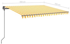 Τέντα Αυτόματη με LED &amp; Αισθ. Ανέμου Κίτρινο/Λευκό 4,5 x 3,5 μ. - Κίτρινο