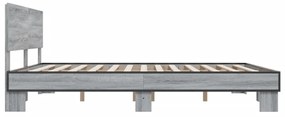 vidaXL Πλαίσιο Κρεβατιού Γκρι Sonoma 200x200 εκ. Επεξ. Ξύλο &amp; Μέταλλο