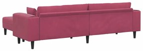 vidaXL Βελούδινος καναπές με μαξιλάρι 3 pcs Κόκκινο 208 εκ. Βελούδο