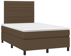 vidaXL Κρεβάτι Boxspring με Στρώμα &amp; LED Σκ.Καφέ 120x200 εκ Υφασμάτινο