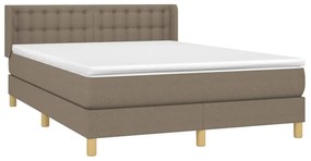 Κρεβάτι Boxspring με Στρώμα Taupe 140x190 εκ. Υφασμάτινο - Μπεζ-Γκρι