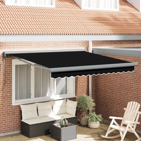 vidaXL Αυτόματη Αναδιπλούμενη Τέντα Μαύρη 300x250 cm