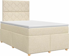 vidaXL Κρεβάτι box spring με στρώμα Κρεμ 120 x 200 cm Ύφασμα