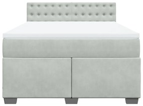 vidaXL Κρεβάτι Boxspring με Στρώμα Ανοιχτό Γκρι 160x200 εκ. Βελούδινο