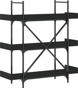 vidaXL Βιβλιοθήκη 3 Επιπέδων Μαύρη 100x33x108,5 εκ. Επεξεργ. Ξύλο