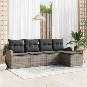 vidaXL Σετ Καναπέ Κήπου με μαξιλάρι 5 pcs Γκρι Πολυ ράταν
