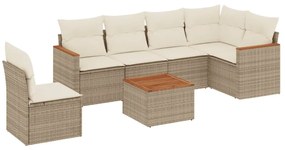 vidaXL Σαλόνι Κήπου Σετ 7 τεμ. Μπεζ Συνθετικό Ρατάν με Μαξιλάρια