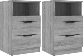 vidaXL Κομοδίνα 2 τεμ. Γκρι Sonoma από Επεξεργασμένο Ξύλο