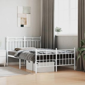 Πλαίσιο Κρεβατιού με Κεφαλάρι&amp;Ποδαρικό Λευκό 120x190εκ. Μέταλλο