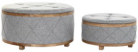 Σκαμπό DKD Home Decor   Φυσικό Ξύλο πολυεστέρας Ανοιχτό Γκρι (80 x 80 x 43 cm)