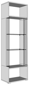 Βιτρίνα Enzo 1K VS Λευκό - Black Grey Wood - Λευκή Λάκα 58*35*190 εκ. 58x35x190 εκ.