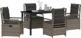 vidaXL Σέτ φαγητού για κήπο 5 pcs Γκρι συνθετικό ρατάν