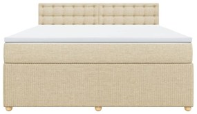 vidaXL Κρεβάτι Boxspring με Στρώμα Κρεμ 180x200 εκ. Υφασμάτινο