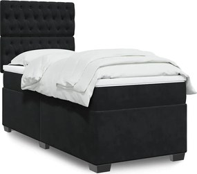 vidaXL Κρεβάτι Boxspring με Στρώμα Μαύρο 90x190 εκ. Βελούδινο