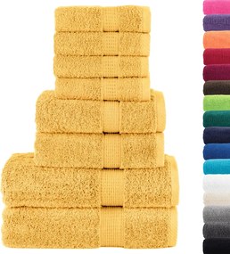 vidaXL Πετσέτες Premium Σετ 8 Τεμ. SOLUND Χρυσό 600 γρ/μ²