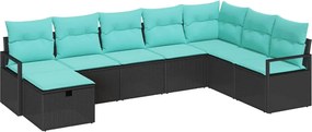 vidaXL Σετ Καναπέ με μαξιλάρι 8 pcs Μαύρο συνθετικό ρατάν