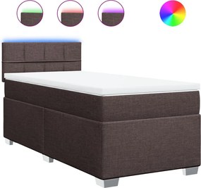 vidaXL Κρεβάτι Boxspring με Στρώμα Σκούρο Καφέ 90x190 εκ. Υφασμάτινο