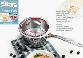 Γαλατιέρα ανοξείδωτη με καπάκι - 1.5L - CS001-A16 - DSP - 562496