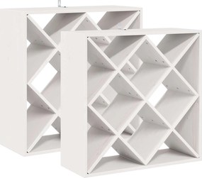 vidaXL Ράφι Κρασιού 2 pcs Λευκό 62 x 25 x 62 cm Στερεά ξυλεία πεύκου